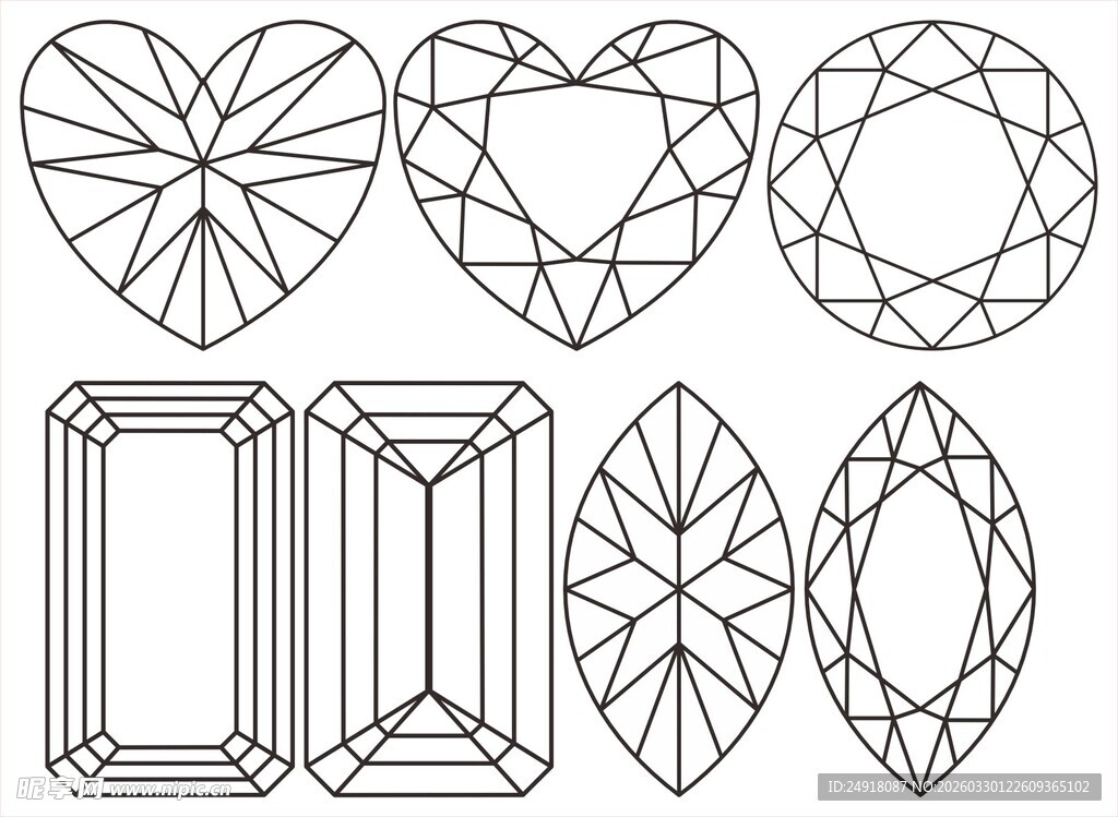 多样几何形状宝石轮廓图