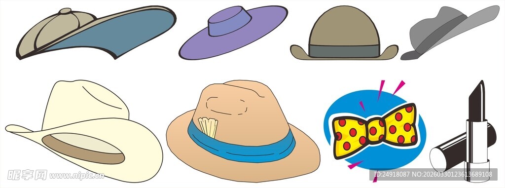 多样时尚帽子及配饰展示