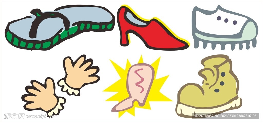 多样鞋子与脚部护理图示