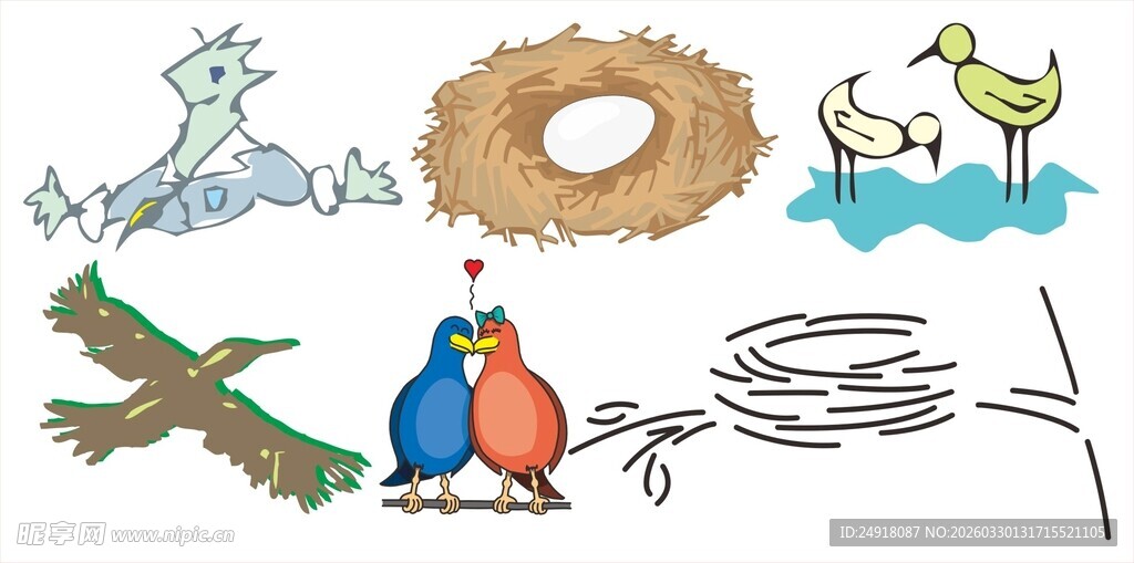 鸟类元素插画