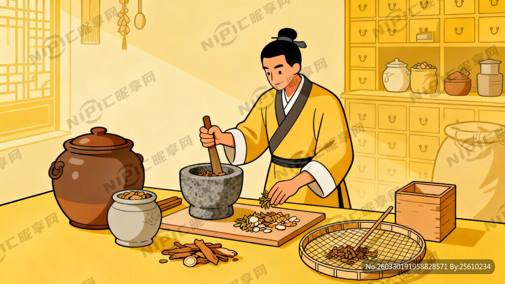 古代中药炮制场景