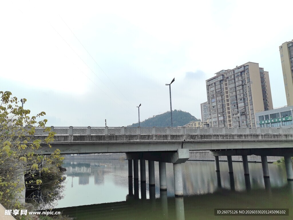 城市河畔桥梁风景