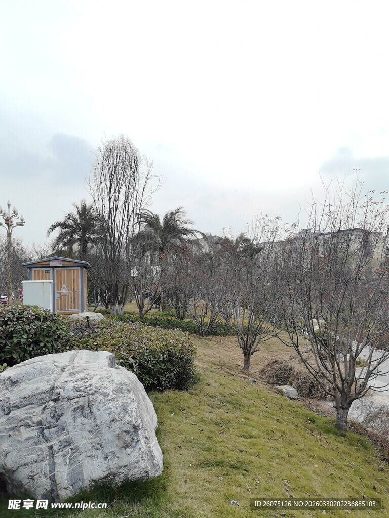 户外园林景观中的大石