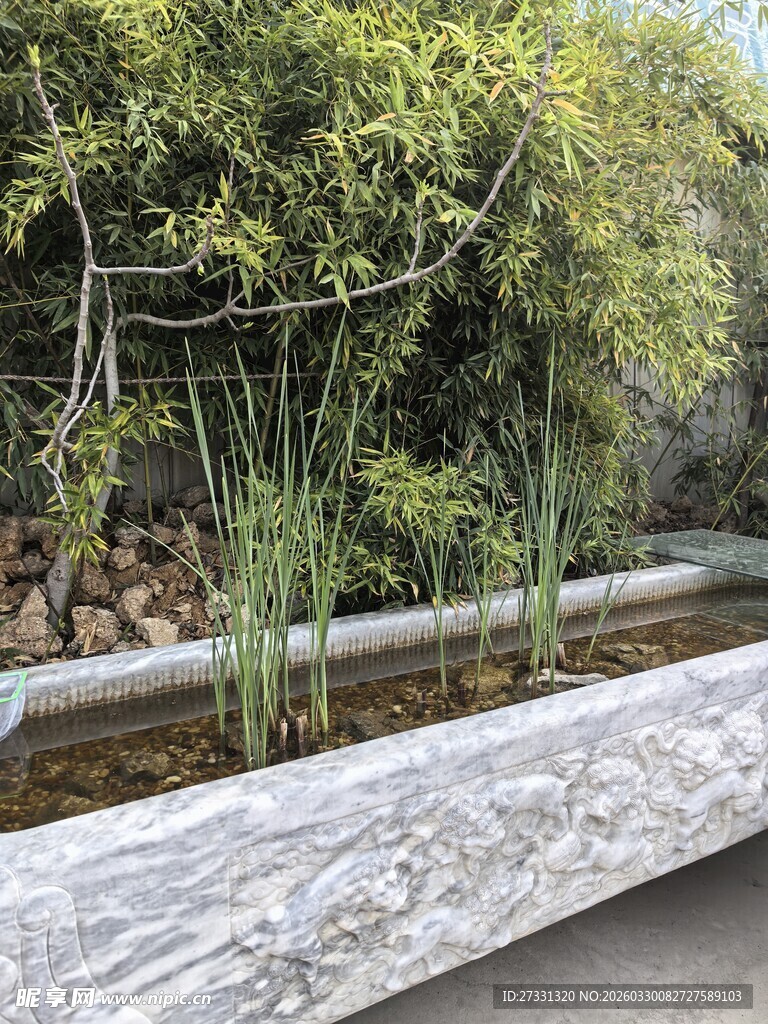 中式庭院水景绿植景观