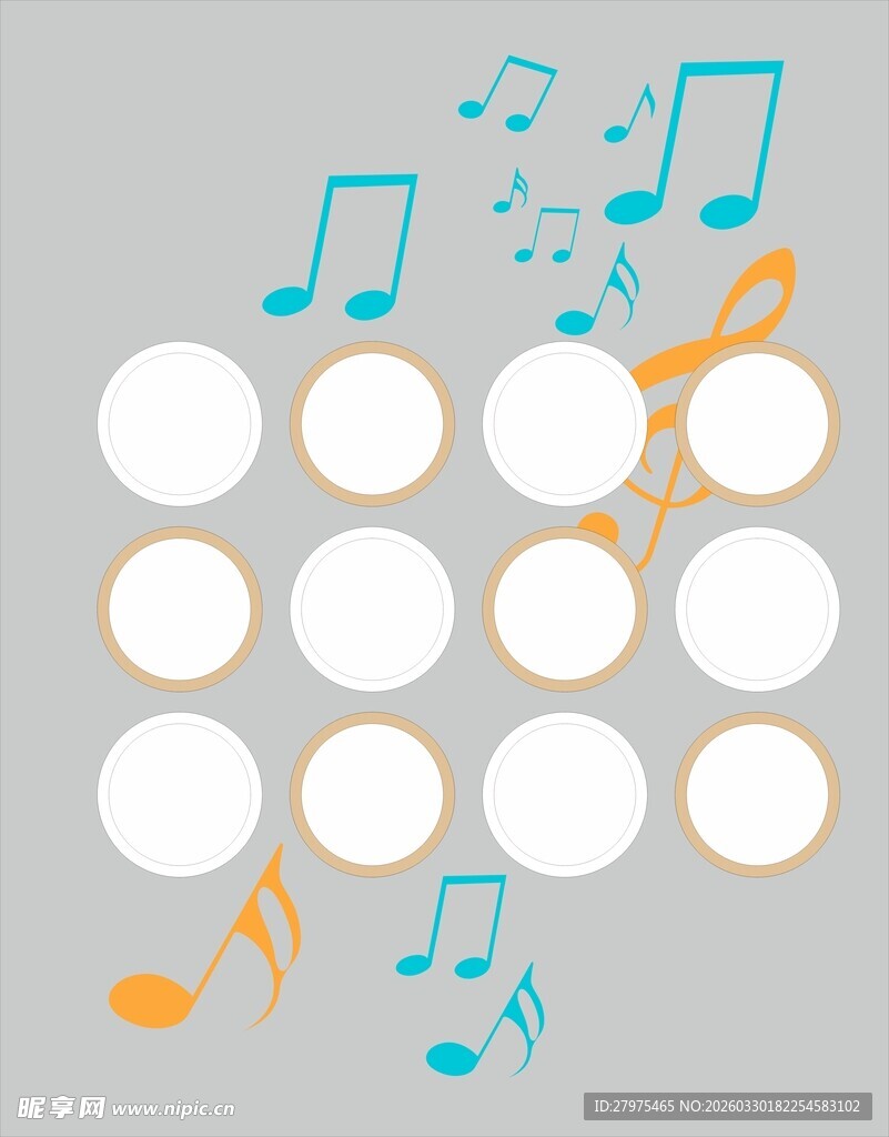 音乐墙 教师墙主题圆形图案设计