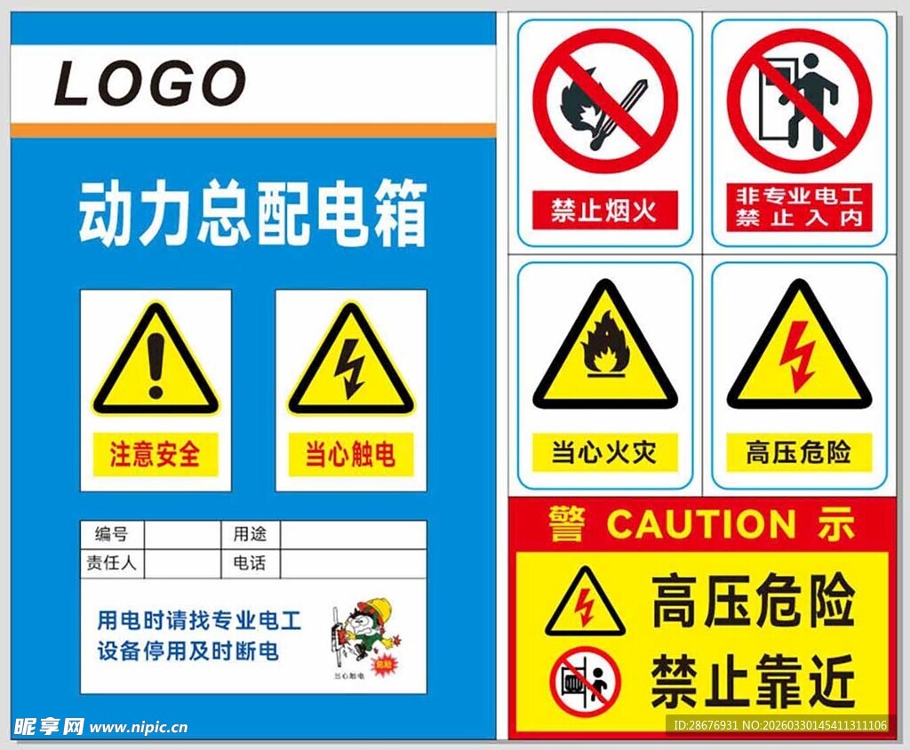 动力总配电箱警示标识