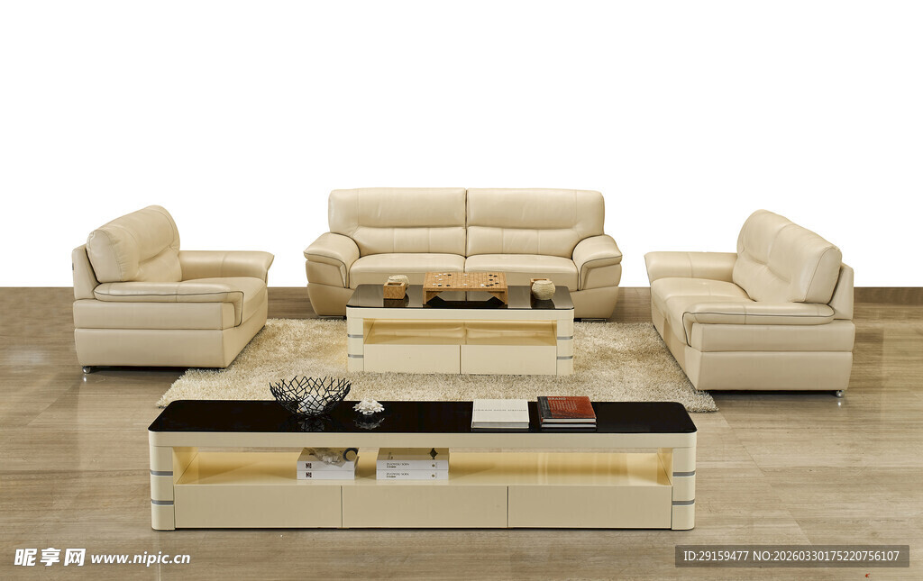 米色沙发茶几组合套装
