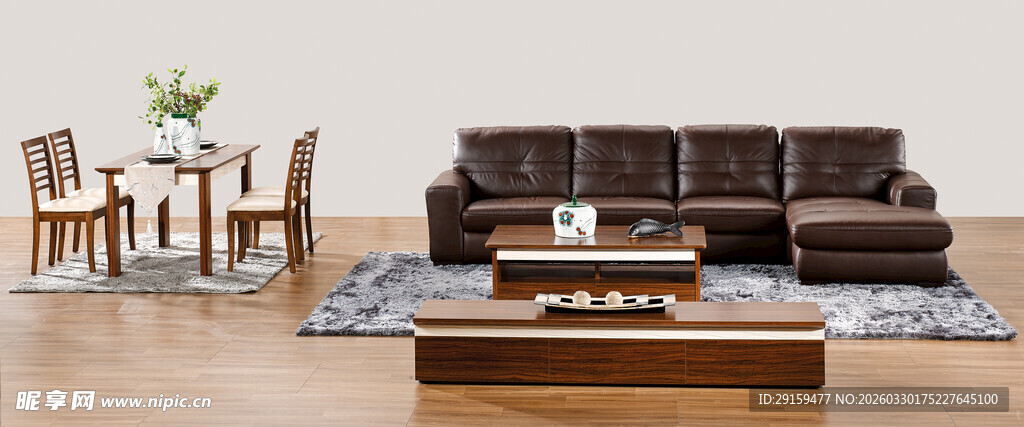 现代棕色沙发客厅布置