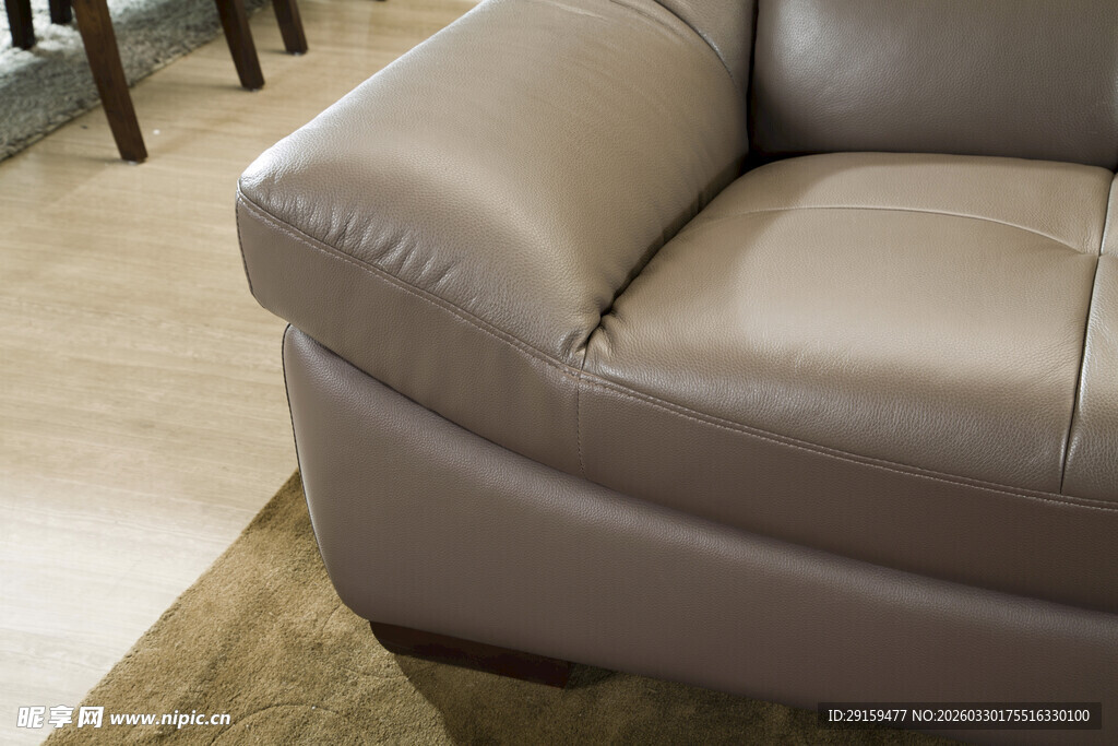 浅棕皮质沙发细节特写