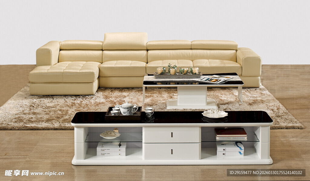 现代简约客厅沙发茶几组合