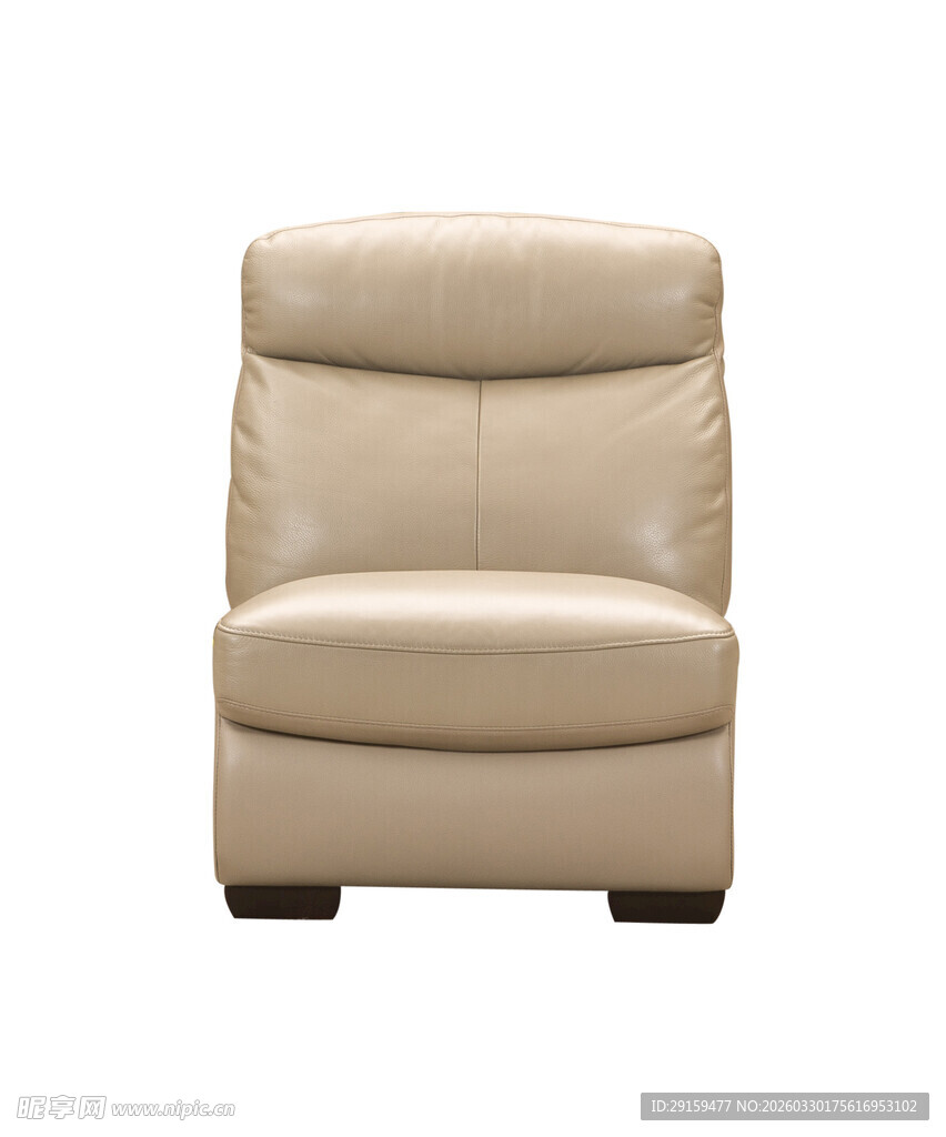 米色真皮单人休闲沙发