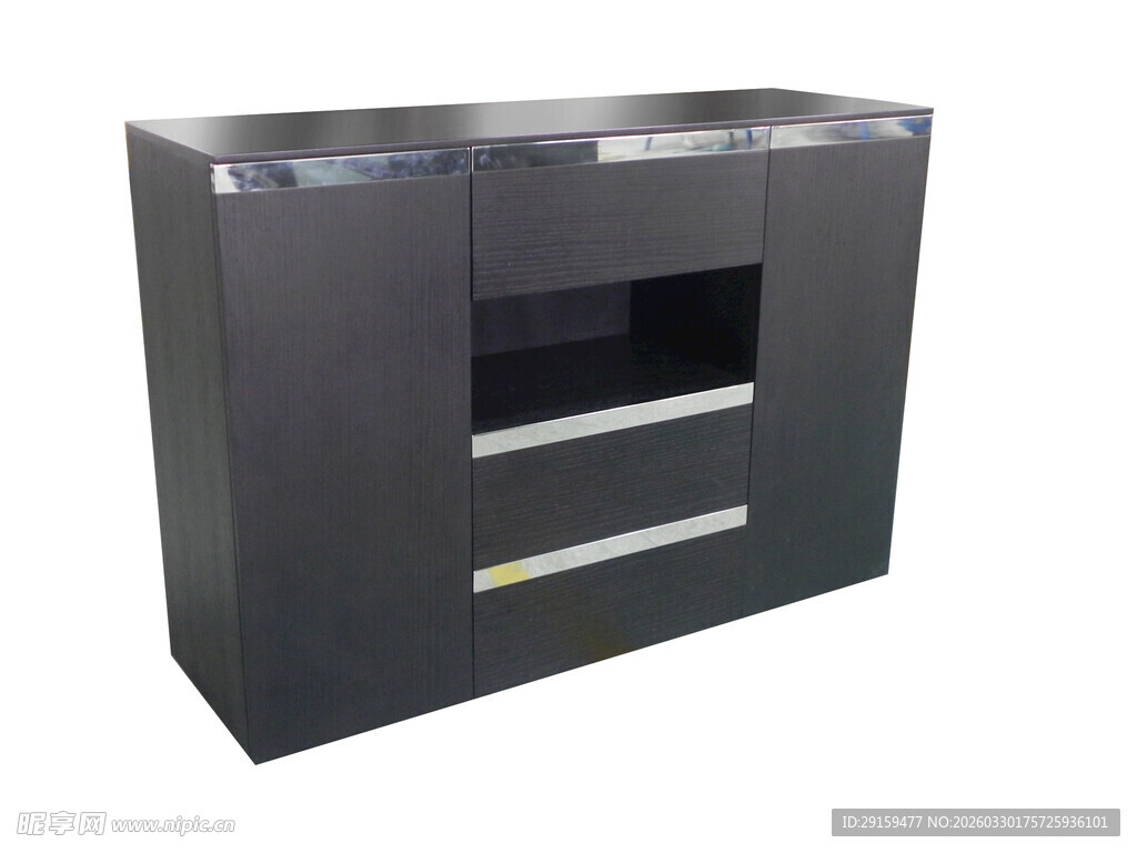 黑色简约双抽屉收纳柜