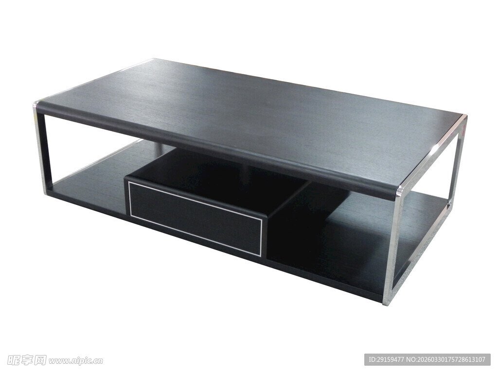 现代简约黑色双层茶几