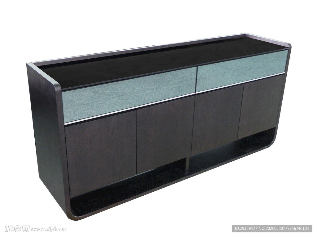 黑色带玻璃装饰的现代储物柜