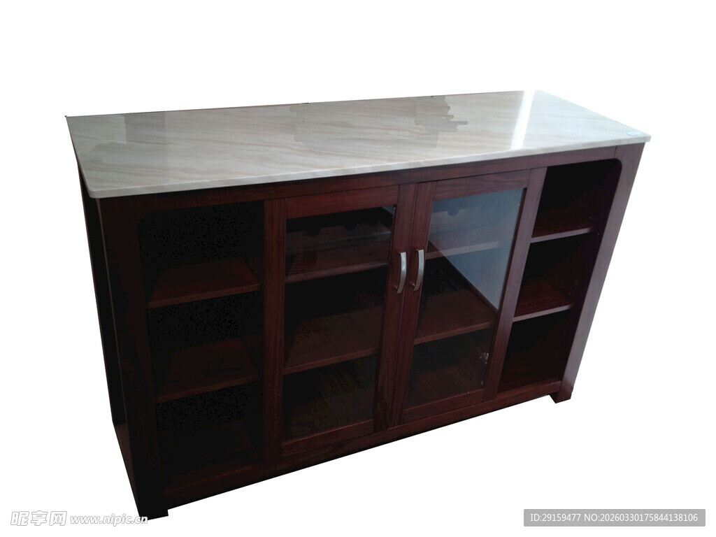 深色木质玻璃门储物柜