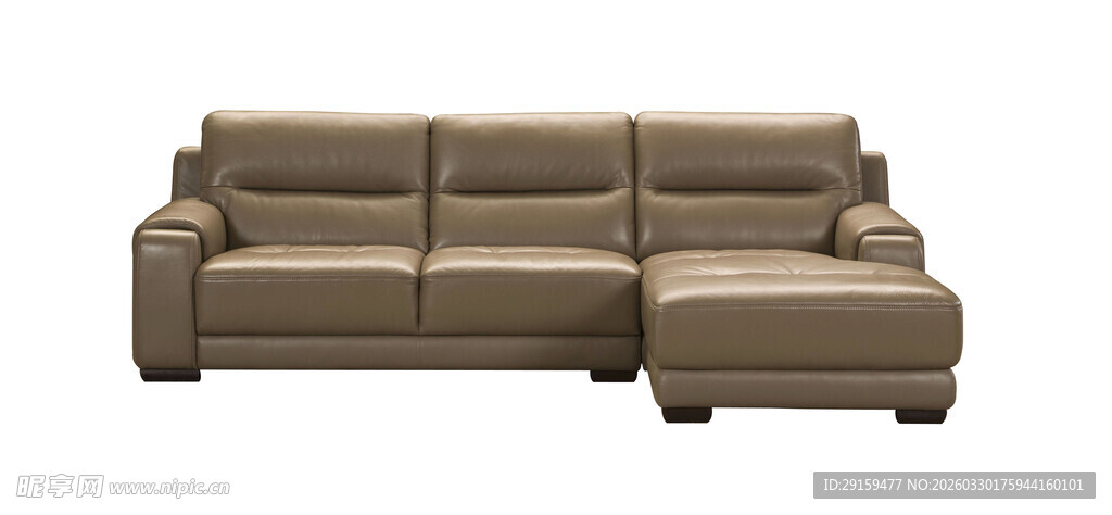 棕色转角皮质沙发