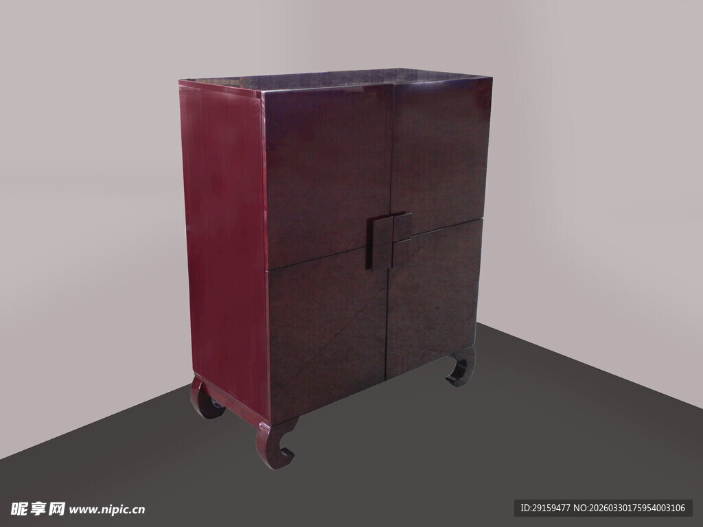 深红色双门带轮储物柜