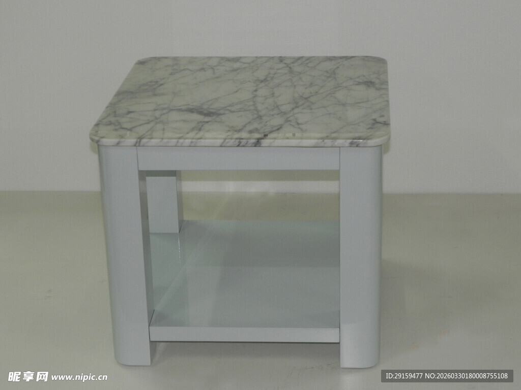 简约白色大理石边几