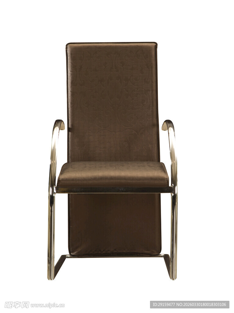 棕色皮质金属扶手椅