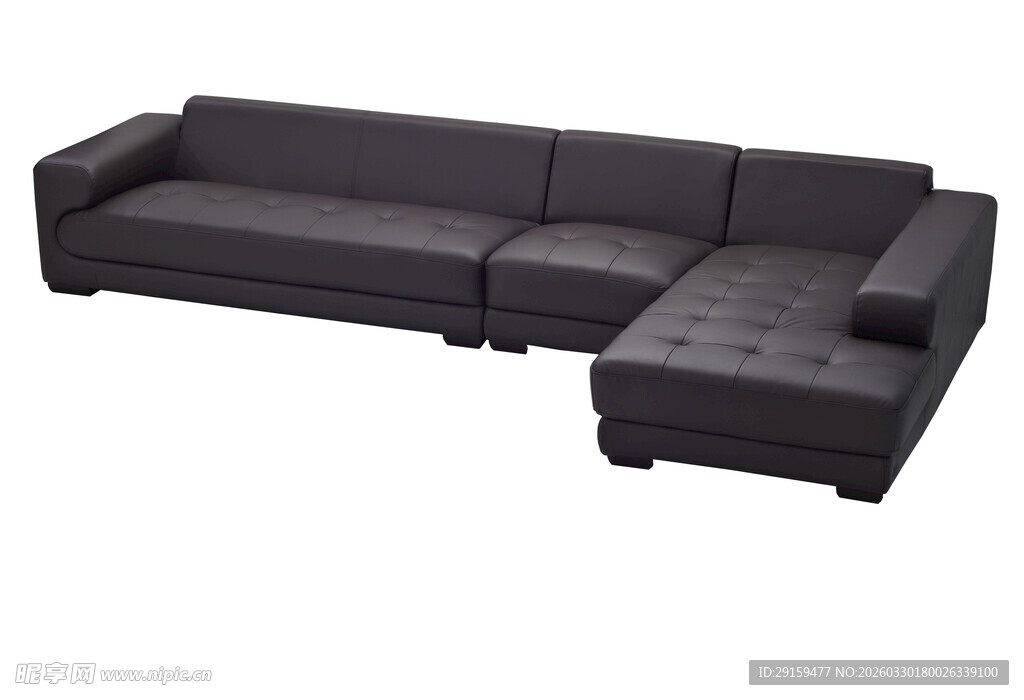 深灰色转角皮质沙发