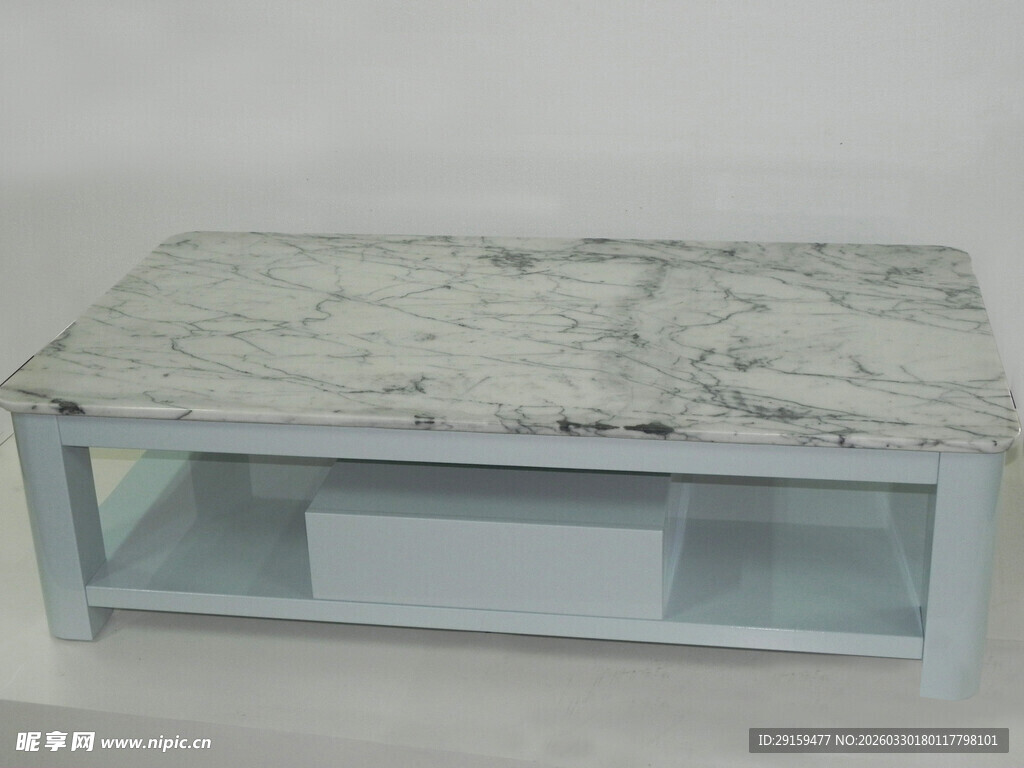 浅蓝框架大理石纹茶几