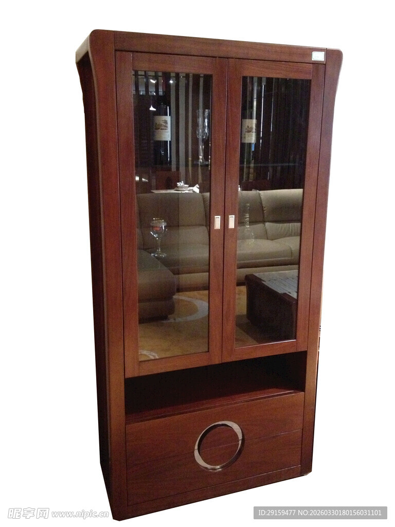 木质玻璃双门展示柜