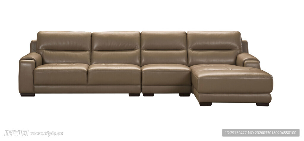 棕色转角皮质沙发