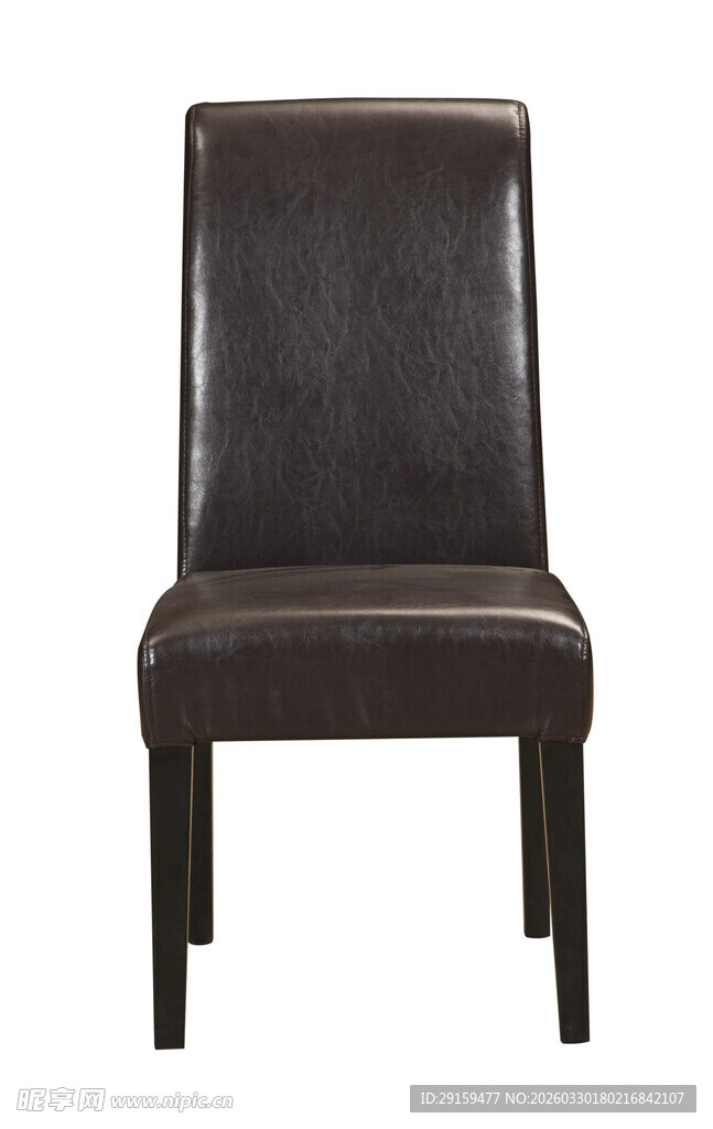 深棕色皮质简约靠背椅