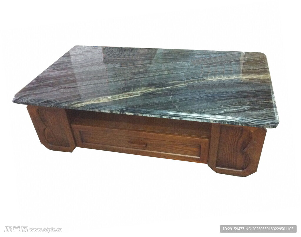 复古大理石木质茶几