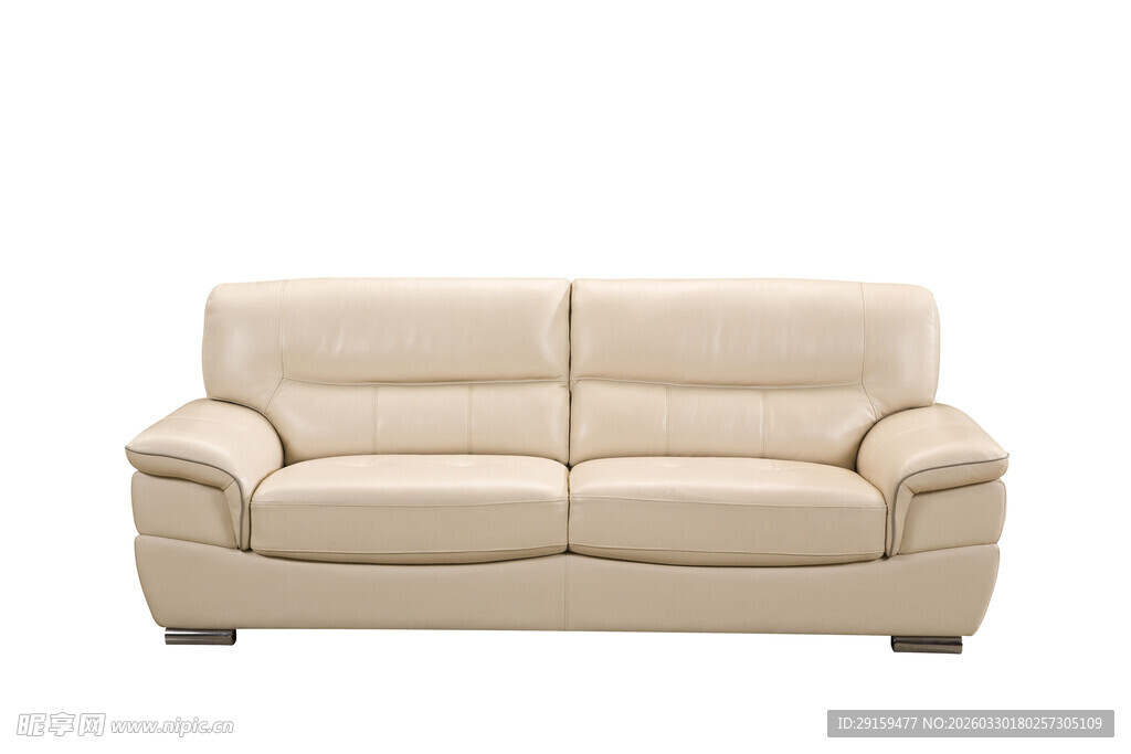 米色双人皮质沙发