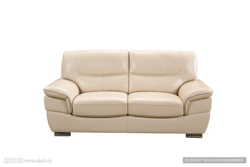 米色双人皮质沙发