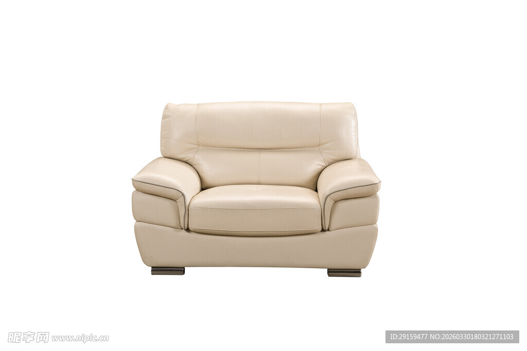 米色单人皮质沙发