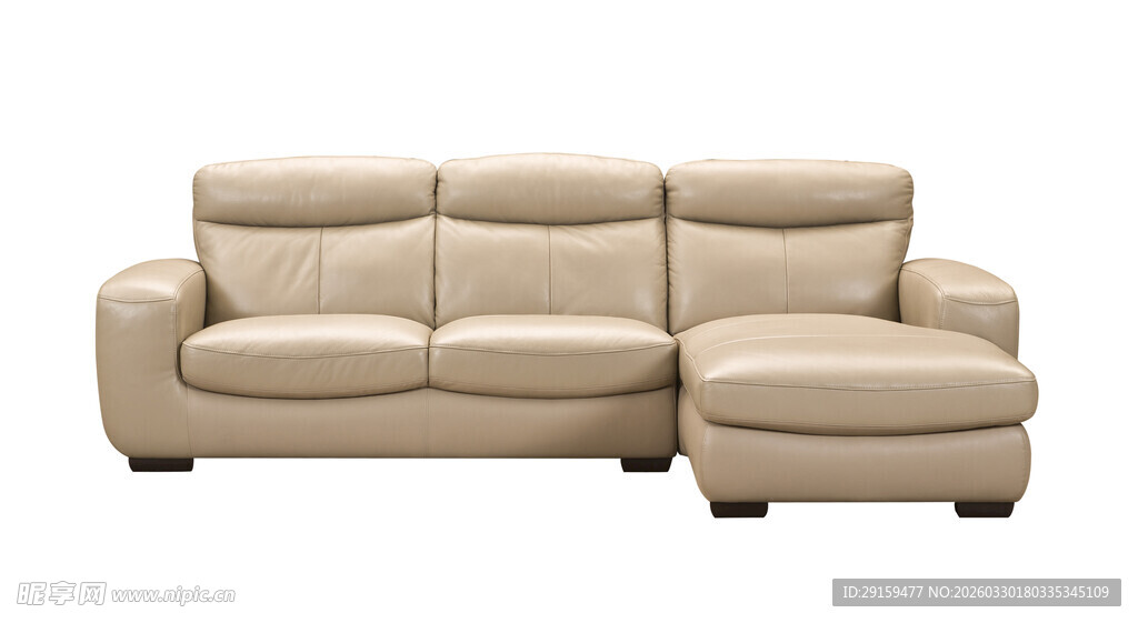 米色转角皮质沙发