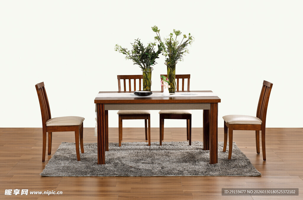 简约实木餐桌椅组合场景