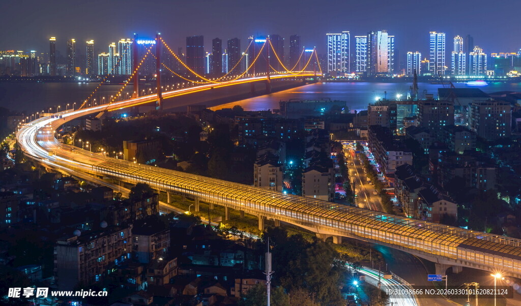 城市夜景立交桥璀璨灯光
