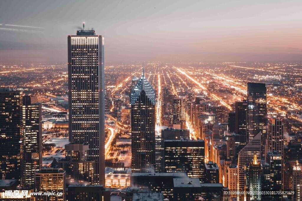 繁华都市夜景俯瞰