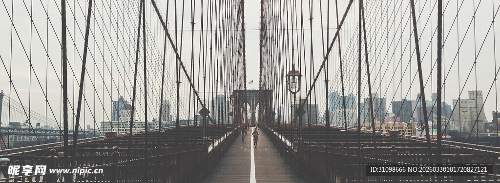 城市中壮观的悬索桥