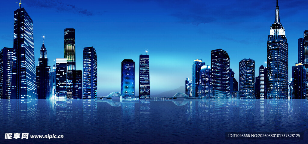现代都市夜景天际线