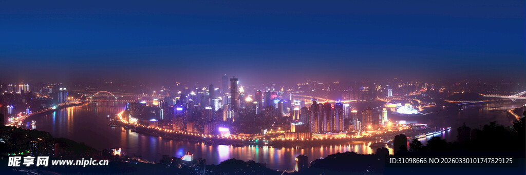 城市璀璨夜景俯瞰图
