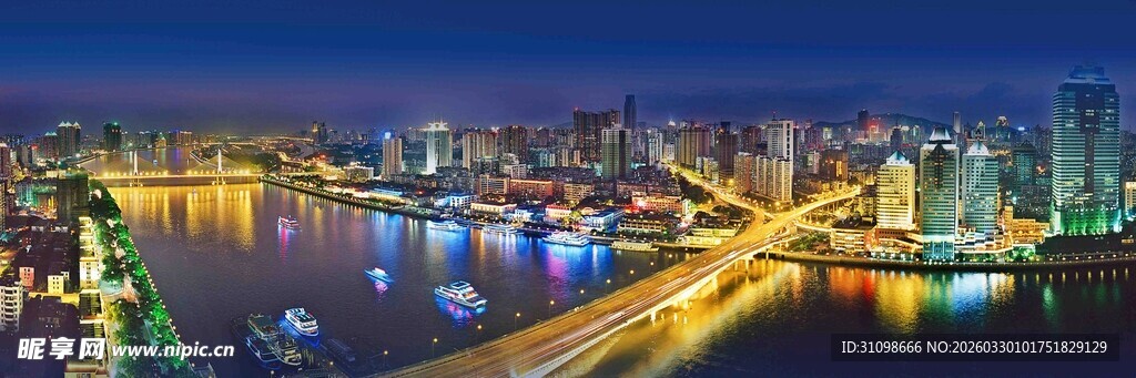 城市璀璨夜景俯瞰图