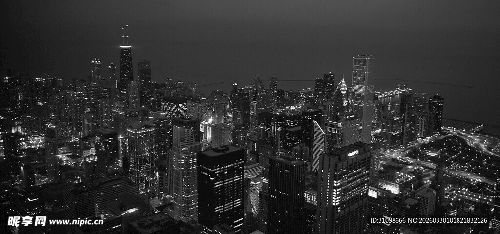 夜幕下的繁华都市景观