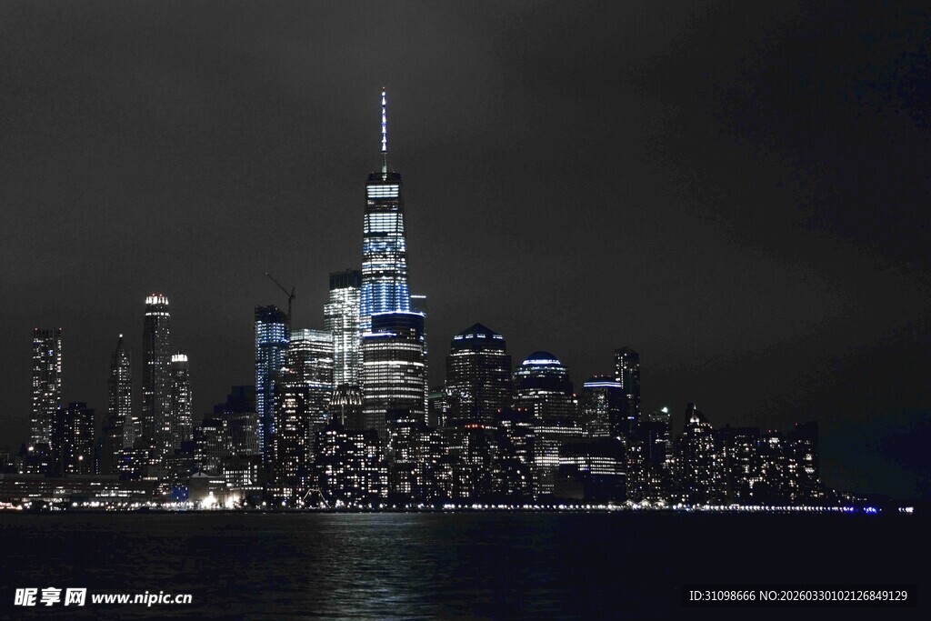 纽约夜景璀璨摩天大楼