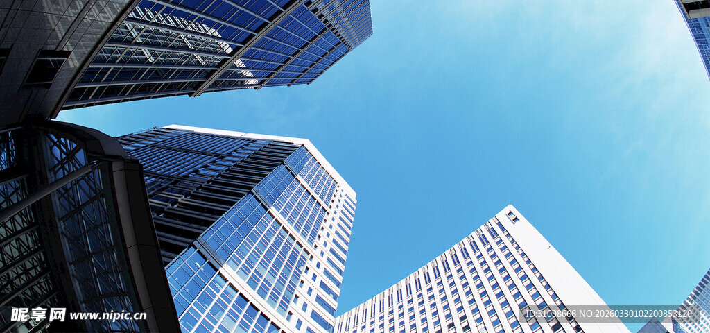 都市摩天大楼仰视景观
