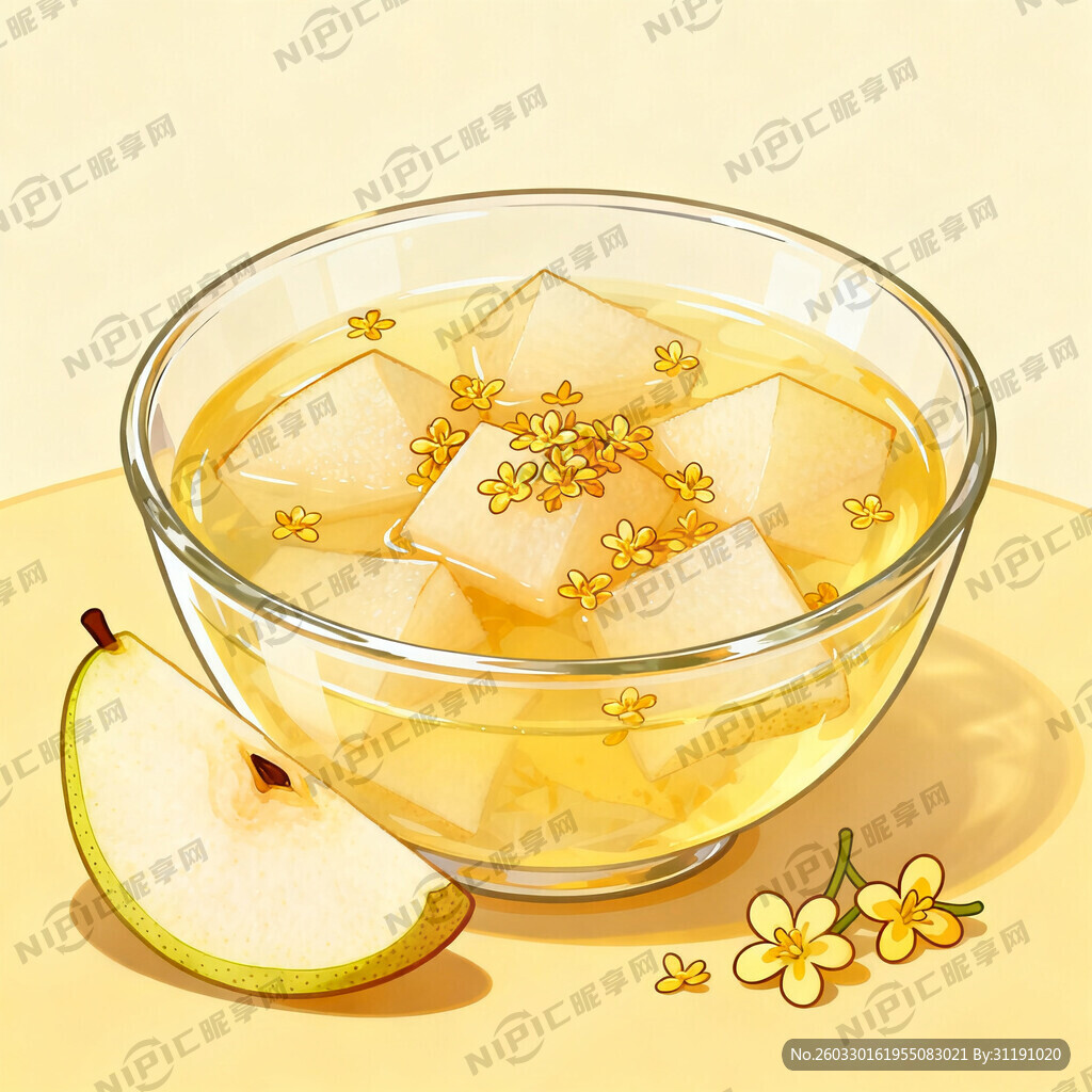 生产一张桂花炖雪梨的图片