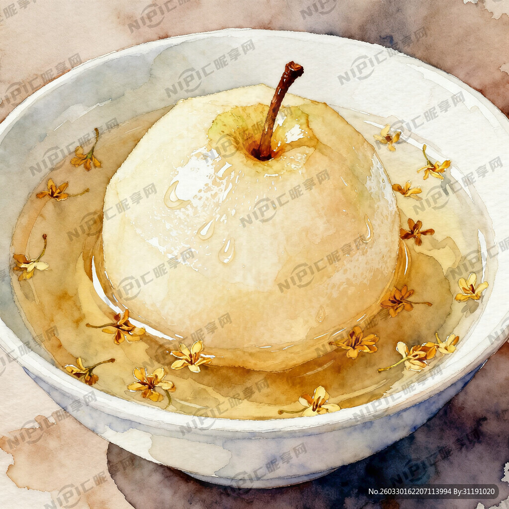 生产一张桂花炖雪梨的图片