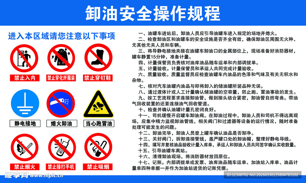 卸油安全操作规程标识牌