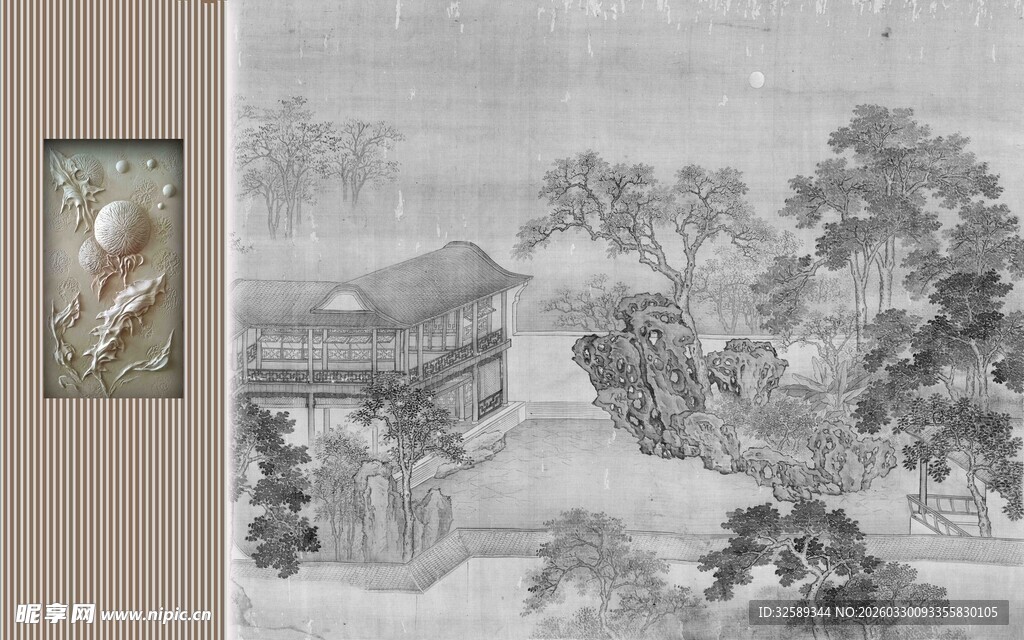 古典山水楼阁绘画作品