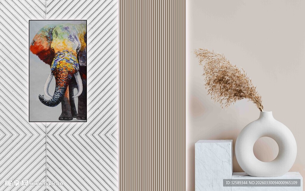 简约装饰画与摆件组合