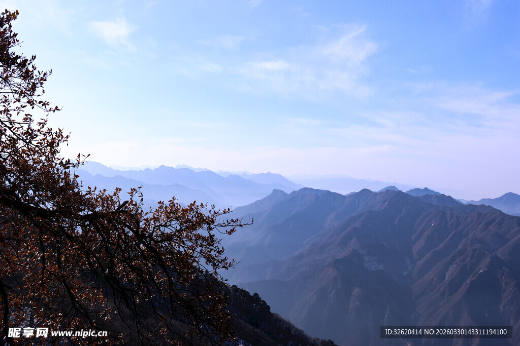 山巅远眺壮丽山峦景色
