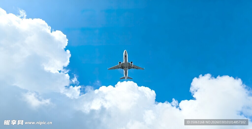 蓝天中翱翔的飞机